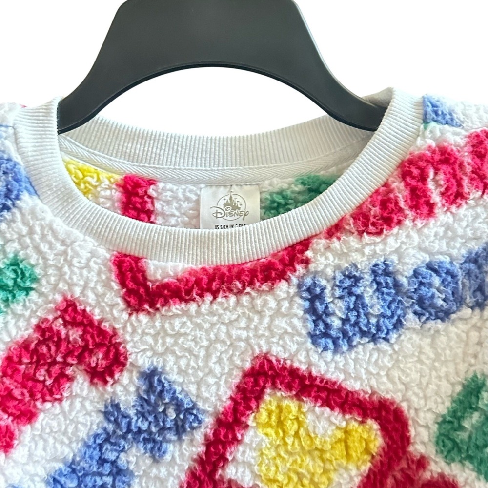 Disney Parks Walt Disney World Sherpa Fleece Sweatshirt Multi Color Logo Small